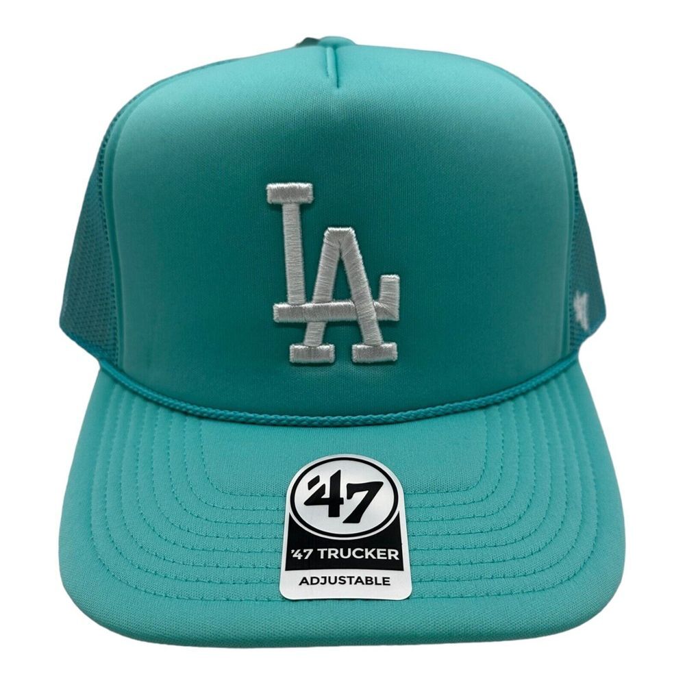 47 Brand Los Angeles Dodgers Trucker Hat Cap Snapback Adjustable Turquoise OSFM